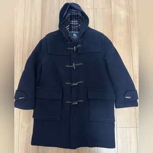Burberry Navy Blue Hooded Duffle Coat